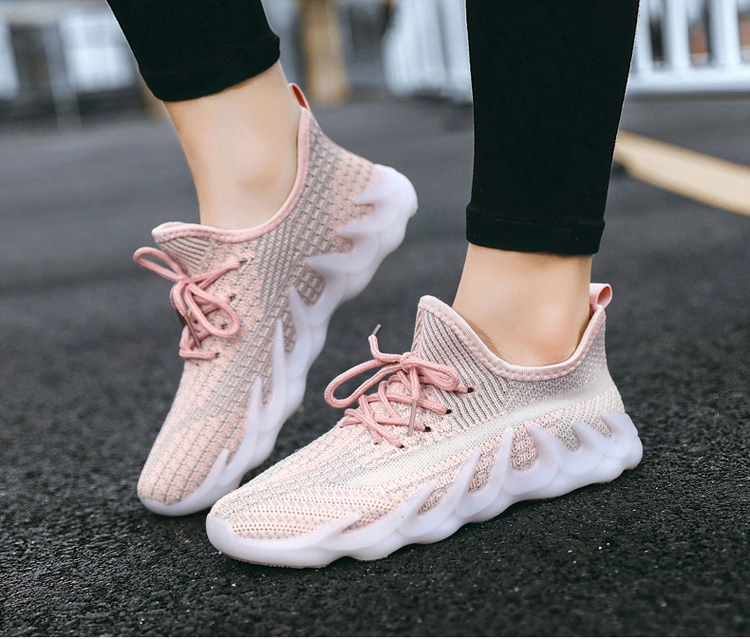 Chic Jelly Sole Fly Knitting Breathable Lady Walking Casual Women Sneaker