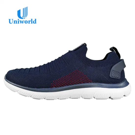 Uniworld Vietnam Factory OEM Sommer Herren Atmungsaktive Slip-on Fashion Fly Knit Obermaterial Herren Freizeitschuh Leichte Turnschuhe